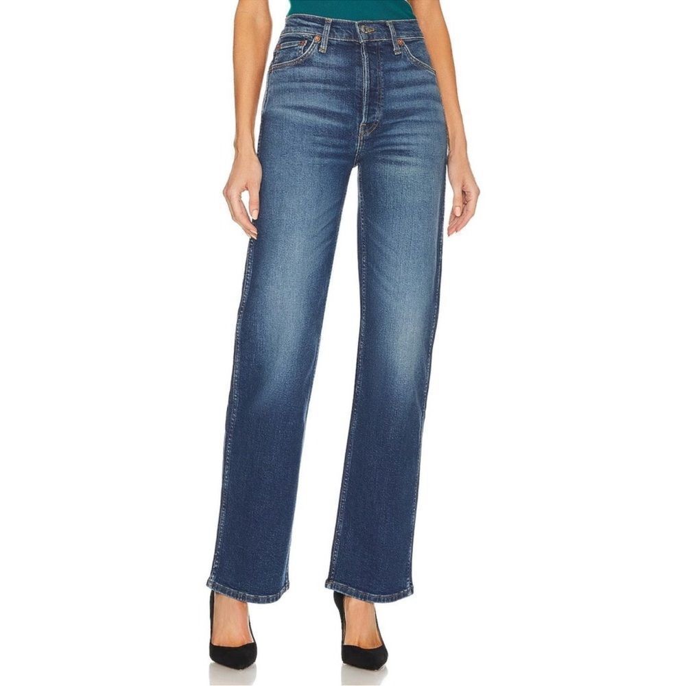 RE/DONE 70s High Rise Jeans Stove Pipe Straight Button Fly NEW Size 27